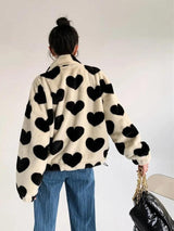 Litlookz Studio Heart Pattern Teddy Jacket, view 4