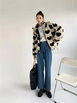 Litlookz Studio Heart Pattern Teddy Jacket, view 6