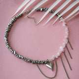 Litlookz Studio Heart Rose Quartz Necklace, view 2