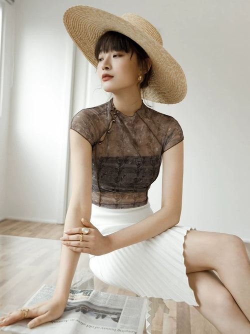 Litlookz Studio High Neck Mesh Top