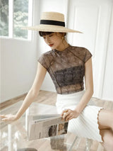 Litlookz Studio High Neck Mesh Top, view 3