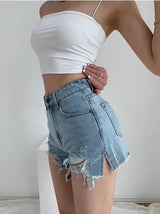 Litlookz Studio High Waist Extra Distressed Jean Shorts, view 3