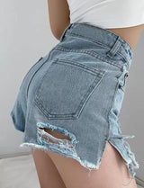 Litlookz Studio High Waist Extra Distressed Jean Shorts, view 6