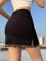 Litlookz Studio High Waist Mesh Detail Mini Skirt, view 6