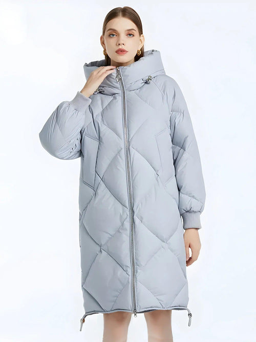 Litlookz Studio Hooded Zip-Up Long Puffer Coat