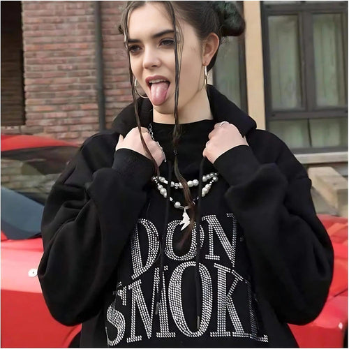 Litlookz Studio I Don't Smoke Rhinestone Hoodie