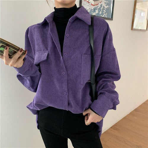 Litlookz Studio Indie Purple Corduroy Casual Shirt