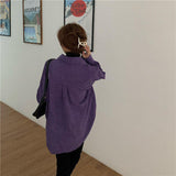 Litlookz Studio Indie Purple Corduroy Casual Shirt, view 2