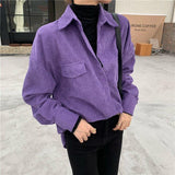 Litlookz Studio Indie Purple Corduroy Casual Shirt, view 3