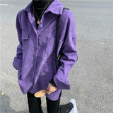 Litlookz Studio Indie Purple Corduroy Casual Shirt, view 4