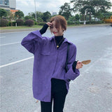 Litlookz Studio Indie Purple Corduroy Casual Shirt, view 5