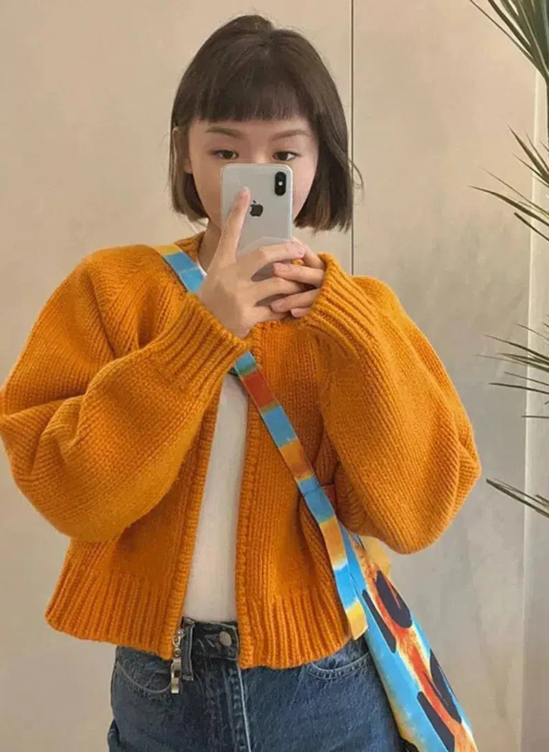 Litlookz Studio Indie Zip Up Knitted Cardigan