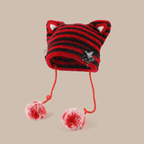 Litlookz Studio Kawaii Cat Ear Pom-Pom Beanie, view 3