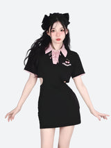 Litlookz Studio Kawaii Cherry Cut Out Mini Polo Dress, view 2