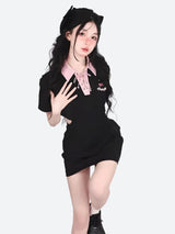 Litlookz Studio Kawaii Cherry Cut Out Mini Polo Dress, view 3