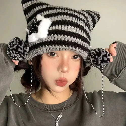 Litlookz Studio Kawaii Knitted Cat Ear Beanie
