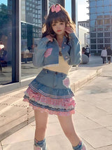 Litlookz Studio Kawaii Layered Denim Mini Skirt, view 3