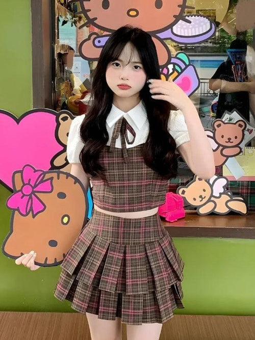 Litlookz Studio Kawaii Plaid Two Piece Set