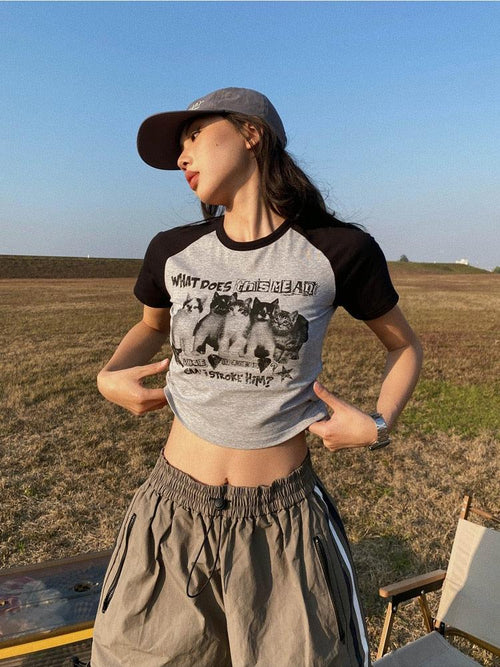 Litlookz Studio Y2K Kitty Crop Tee
