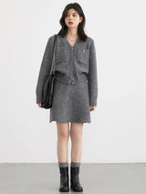 Litlookz Studio Knitted Button-Up Cardigan & Mini Skirt Two Piece Set, view 2