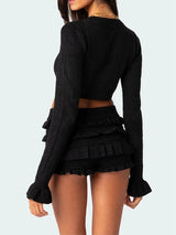 Litlookz Studio Knitted Crop Top & Ruffled Shorts Two Piece Set, view 5