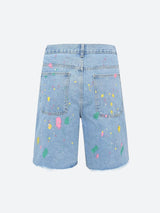 Litlookz Studio Knitted Flower Patch Denim Shorts, view 4