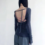 Litlookz Studio Knitted Mesh Backless Top, view 2
