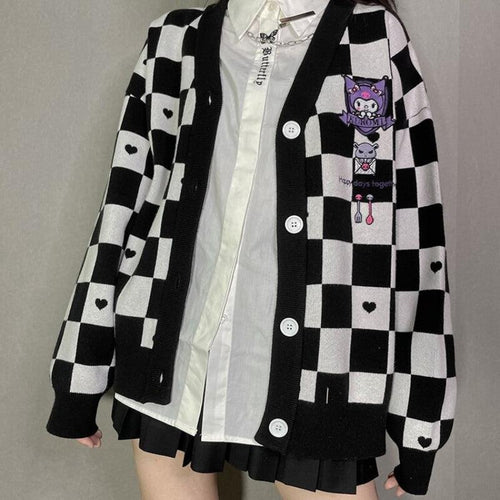 Litlookz Studio Kuromi Buttoned Black Cardigan