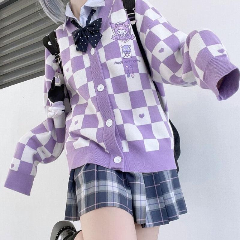 Litlookz Studio Kuromi Buttoned Purple Cardigan