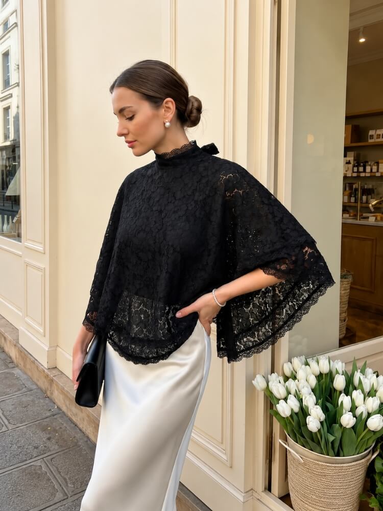 Litlookz Studio Lace Cape Blouse