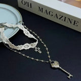 Litlookz Studio Lace Choker & Heart Lock Necklace, view 5