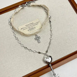 Litlookz Studio Lace Choker & Heart Lock Necklace, view 6