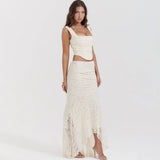Litlookz Studio Lace Corset & Asymmetric Midi Skirt Two Piece Set, view 3