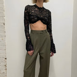 Litlookz Studio Lace Flare Cuffs Crop Top, view 3