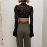 Litlookz Studio Lace Flare Cuffs Crop Top, view 4