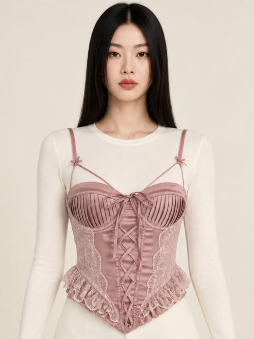 Litlookz Studio Lace Ruffle Corset Top