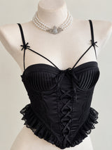 Litlookz Studio Lace Ruffle Corset Top, view 4
