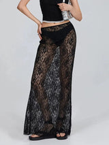 Litlookz Studio Lace Sheer Low Rise Maxi Skirt, view 2