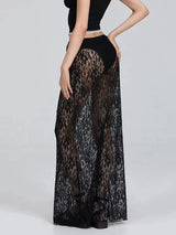 Litlookz Studio Lace Sheer Low Rise Maxi Skirt, view 3