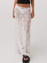 Litlookz Studio Lace Sheer Low Rise Maxi Skirt, view 5