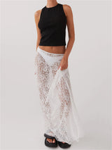 Litlookz Studio Lace Sheer Low Rise Maxi Skirt, view 6