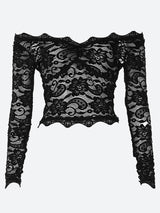 Litlookz Studio Lace Sheer Off Shoulder Top, view 4