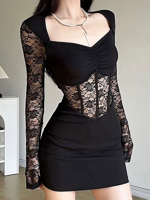 Litlookz Studio Lace Sweetheart Mini Dress