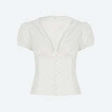 Litlookz Studio Lace Trim Button Up Shirt, view 2