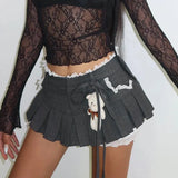 Litlookz Studio Lace Trim Pleated Mini Skirt, view 3