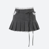Litlookz Studio Lace Trim Pleated Mini Skirt, view 6