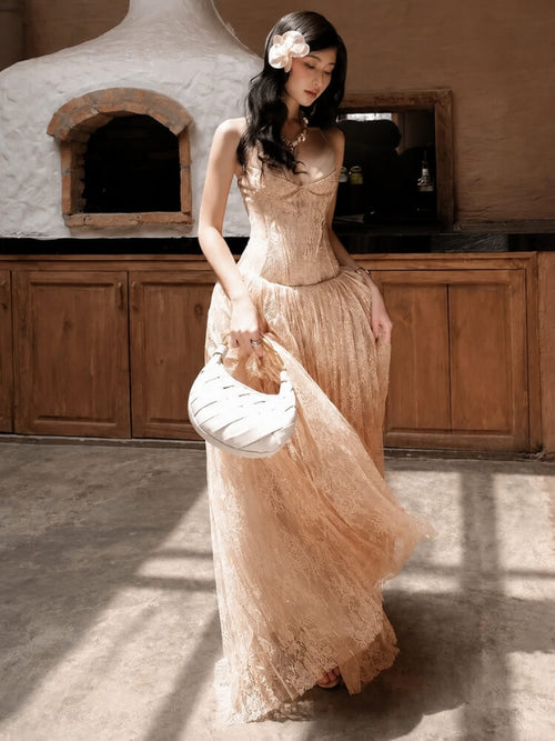 Litlookz Studio Lace Tulle Maxi Dress