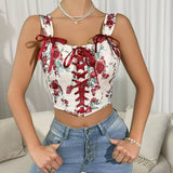 Litlookz Studio Lace-Up Corset Crop Top, view 3