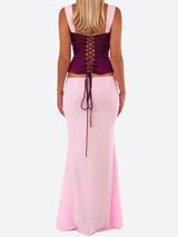 Litlookz Studio Lace Up Corset Top & Maxi Skirt Two Piece Set, view 3