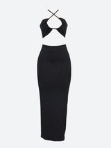 Litlookz Studio Lace Up Crop Top & Slit Maxi Skirt Two Piece Set, view 4